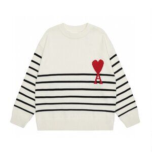 👑👑Ami white striped sweater